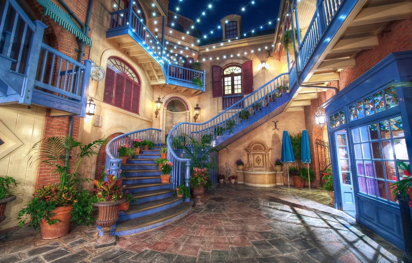 Photo wallpaper design, the city, photo, HDR, interior, lights, CA, ladder