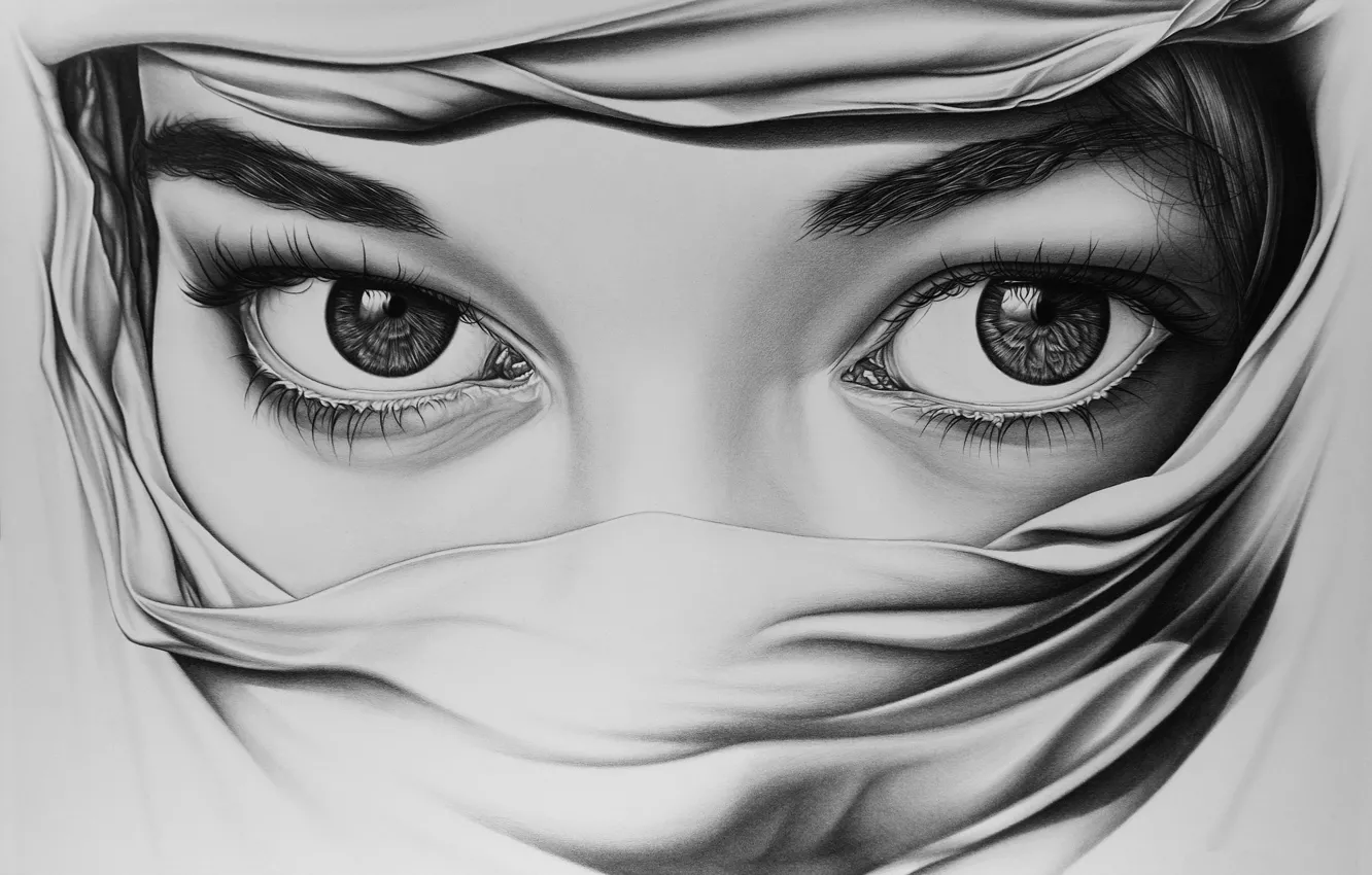 Photo wallpaper eyes, girl, art