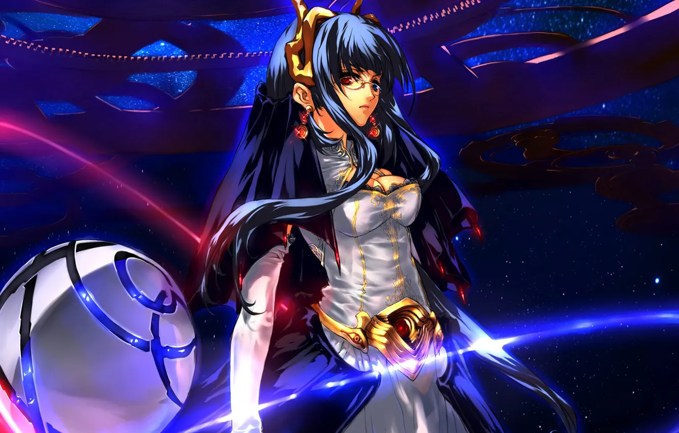 Photo wallpaper girl, balls, art, glasses, sphere, Jian Huang