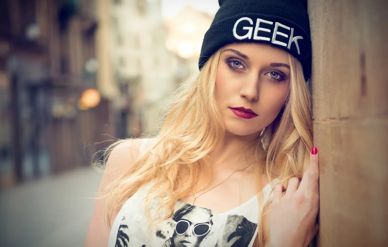 Photo wallpaper makeup, the beauty, cap, Kim, Geek