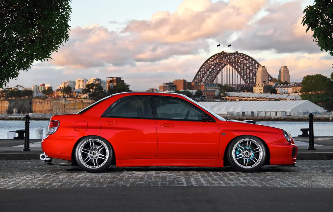 Photo wallpaper red, tuning, Subaru, Impreza, WRX, Subaru, rechange, Widebody