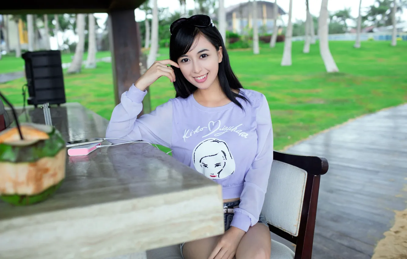 Photo wallpaper woman, smile, beautiful, model, pretty, asian, resort