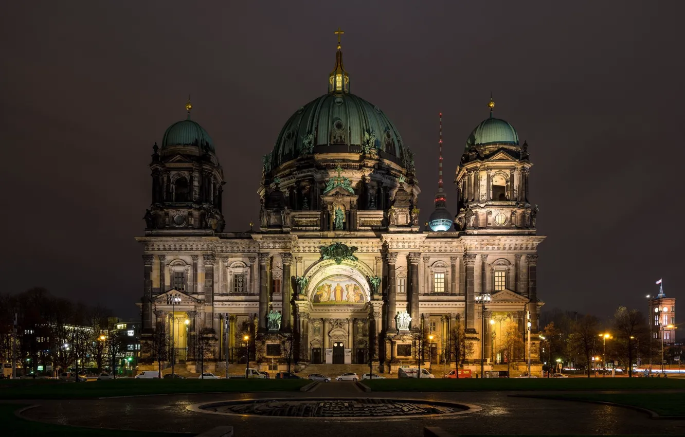 Photo wallpaper night, Germany, Berlin, Berlin Dom