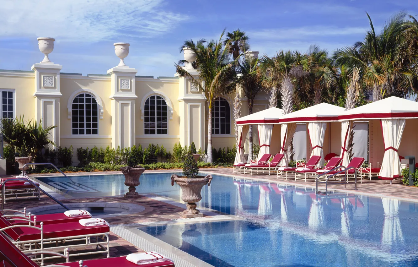 Photo wallpaper palm trees, Villa, pool, architecture, terrace