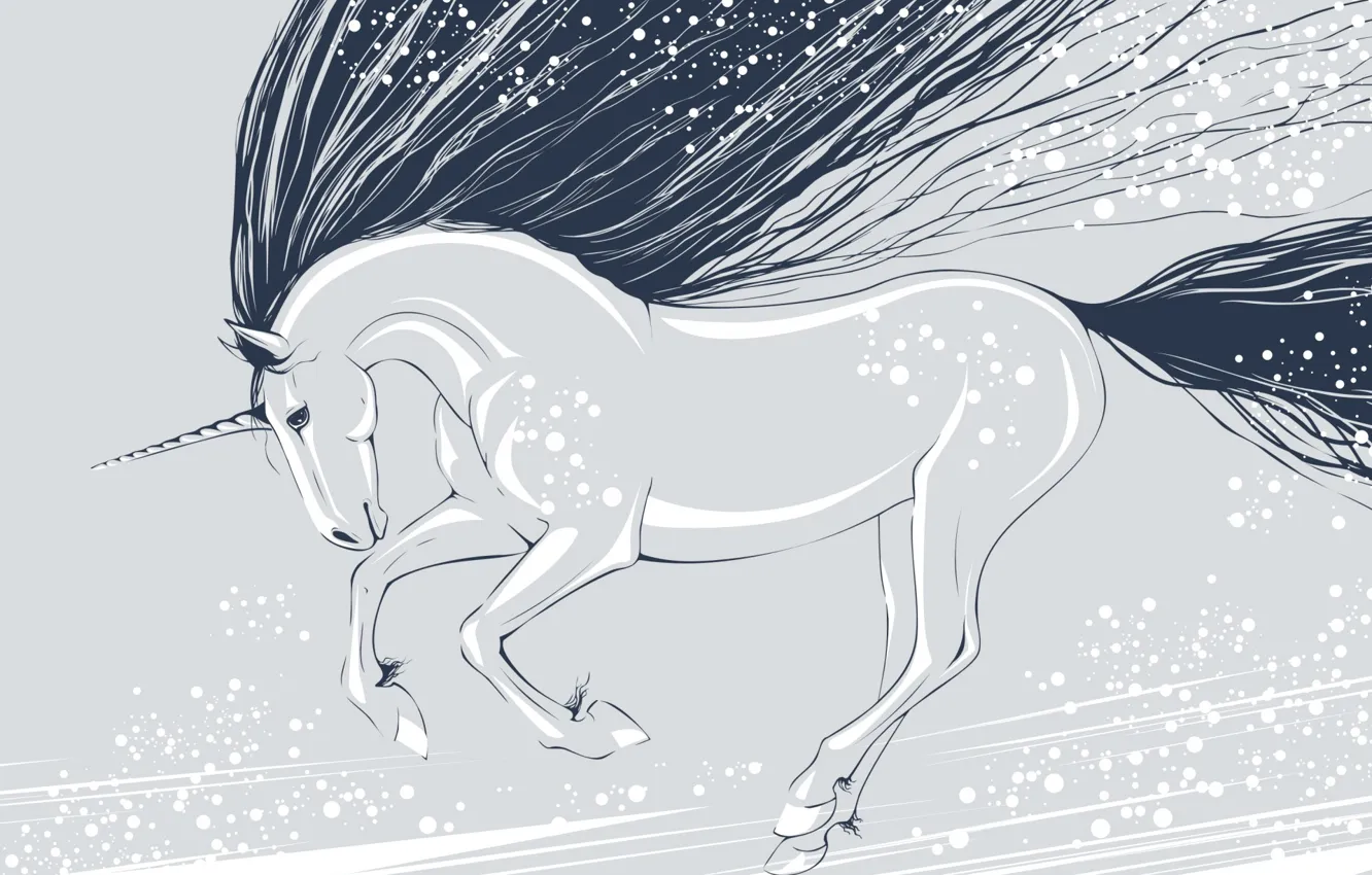 Photo wallpaper vector, mane, unicorn