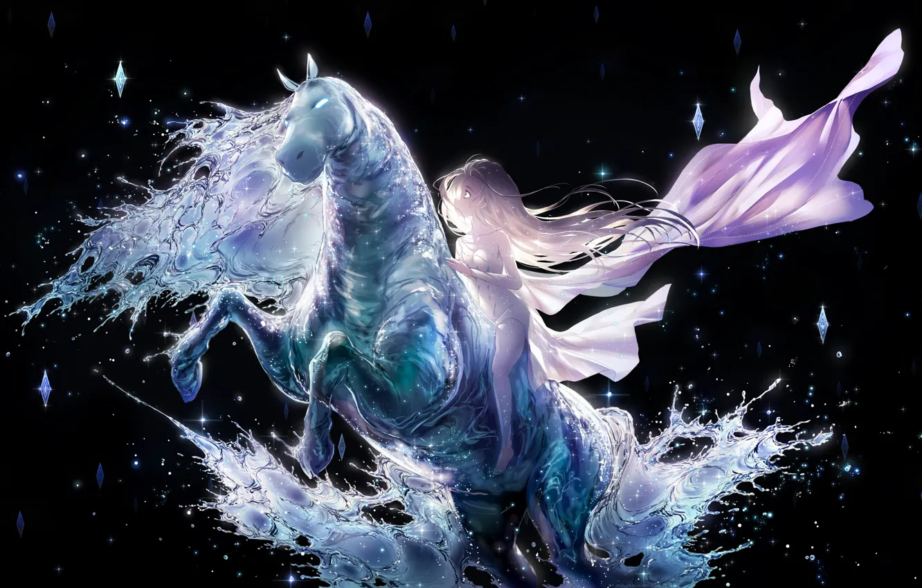 Photo wallpaper ice, horse, Elsa, Cold heart