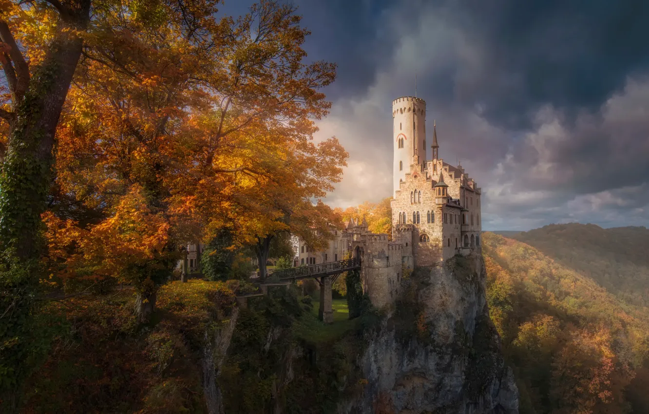 Photo wallpaper autumn, landscape, castle, Germany