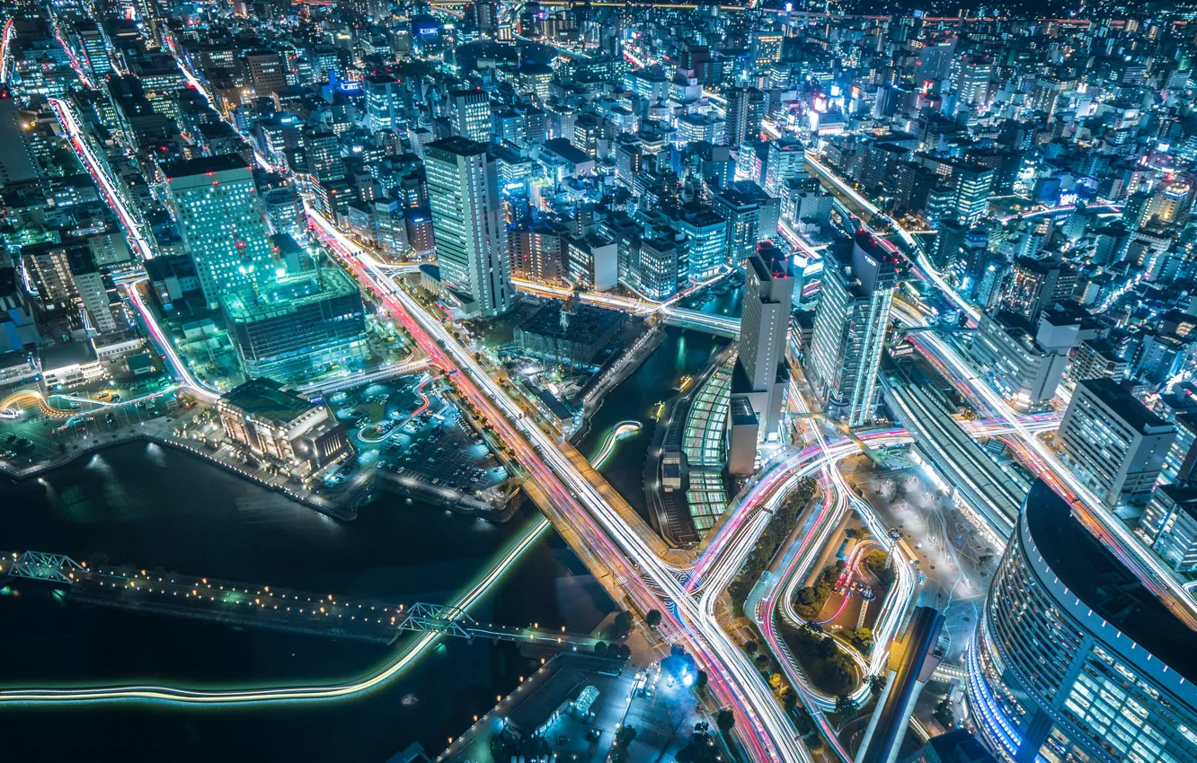 Photo wallpaper the city, lights, panorama