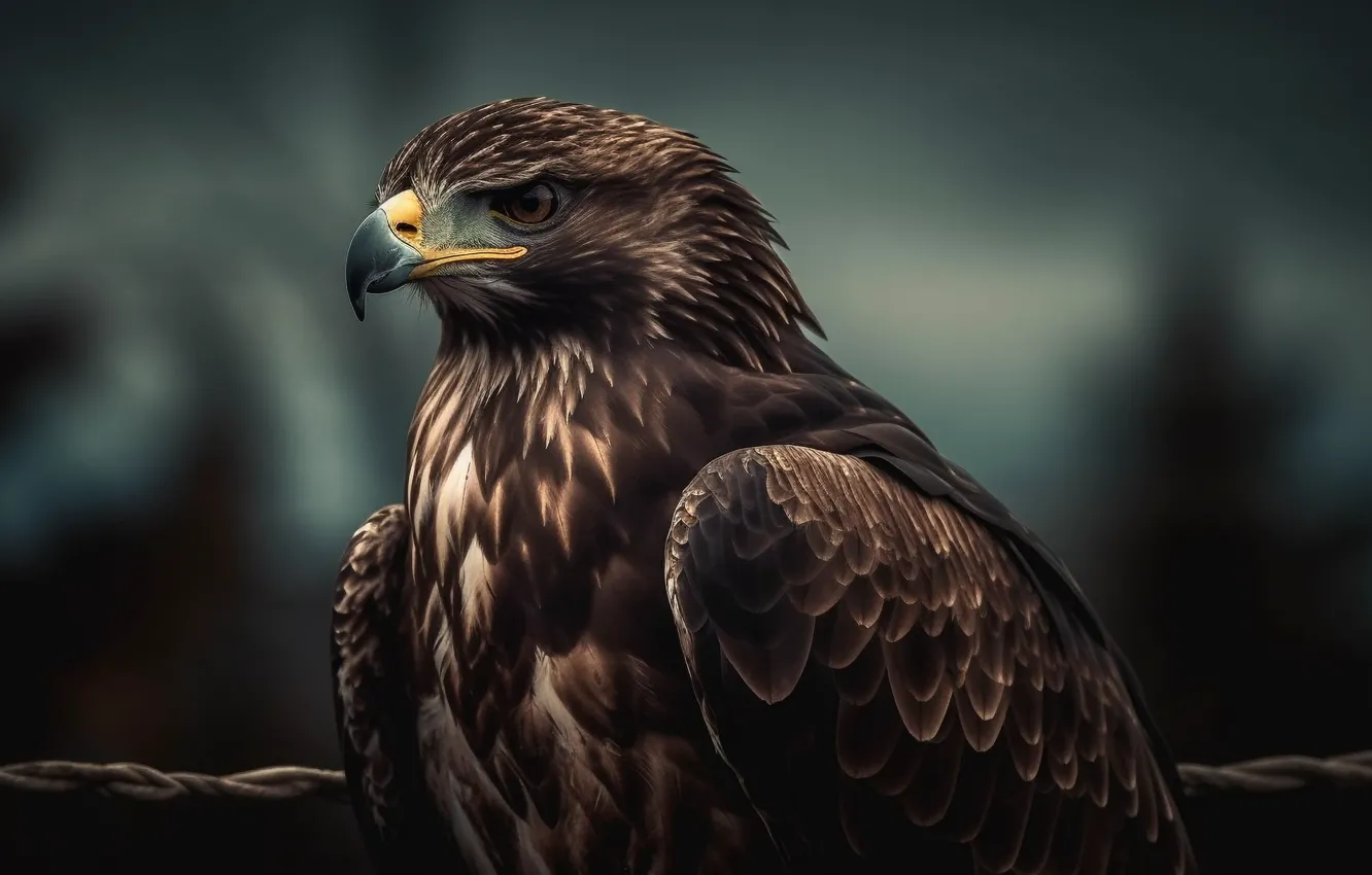 Photo wallpaper eyes, look, bird, predator, hawk, closeup, digital art, bird of prey