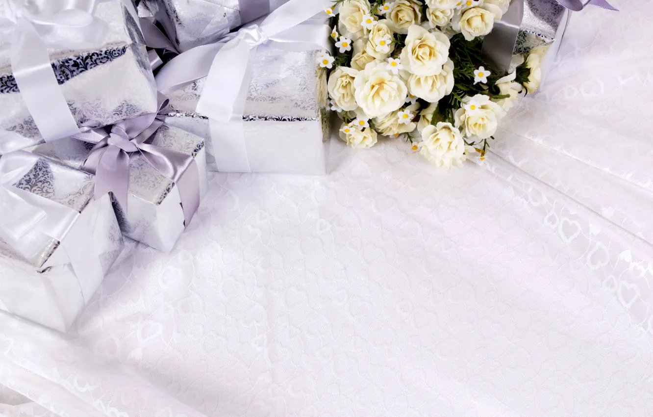 Photo wallpaper flowers, holiday, gift, flowers, gift, holiday