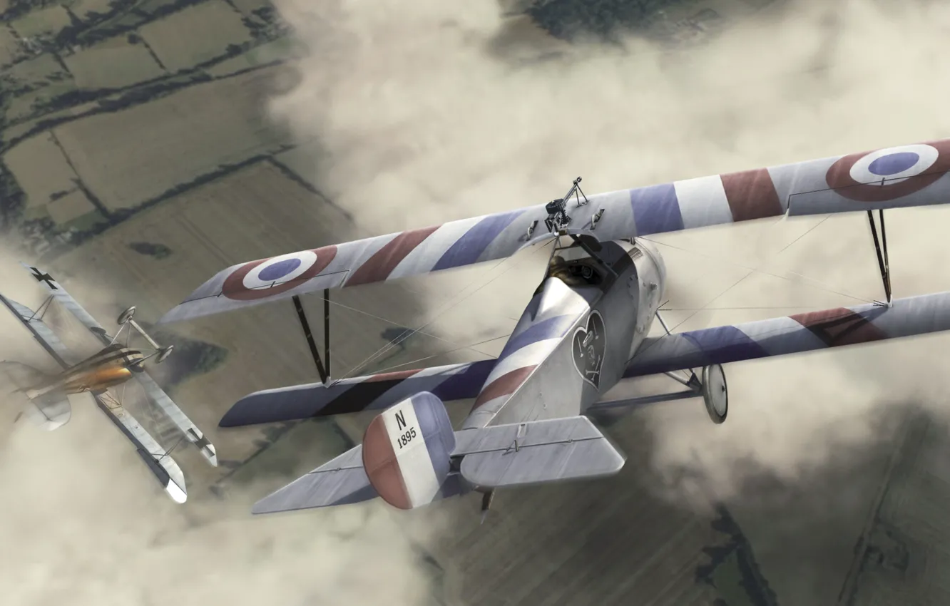 Photo wallpaper the sky, France, the plane, biplane