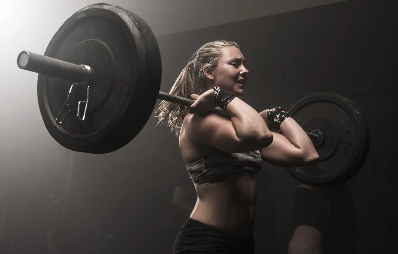 Photo wallpaper female, workout, fitness, technique, weight lifting