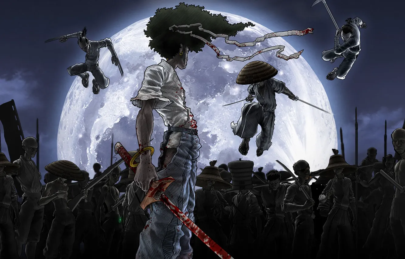 Photo wallpaper blood, sword, Afro Samurai, Afro samurai