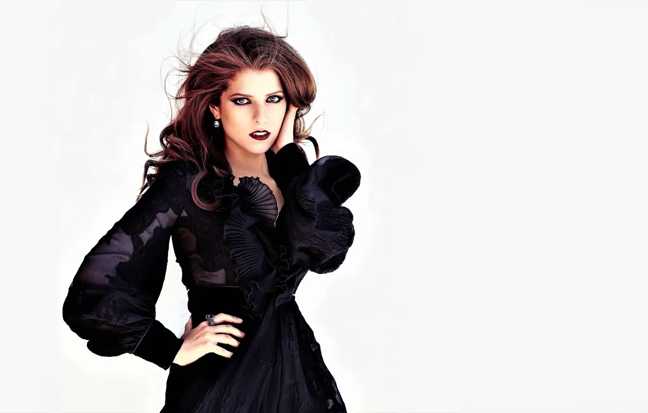 Photo wallpaper girl, woman, makeup, white background, Anna Kendrick
