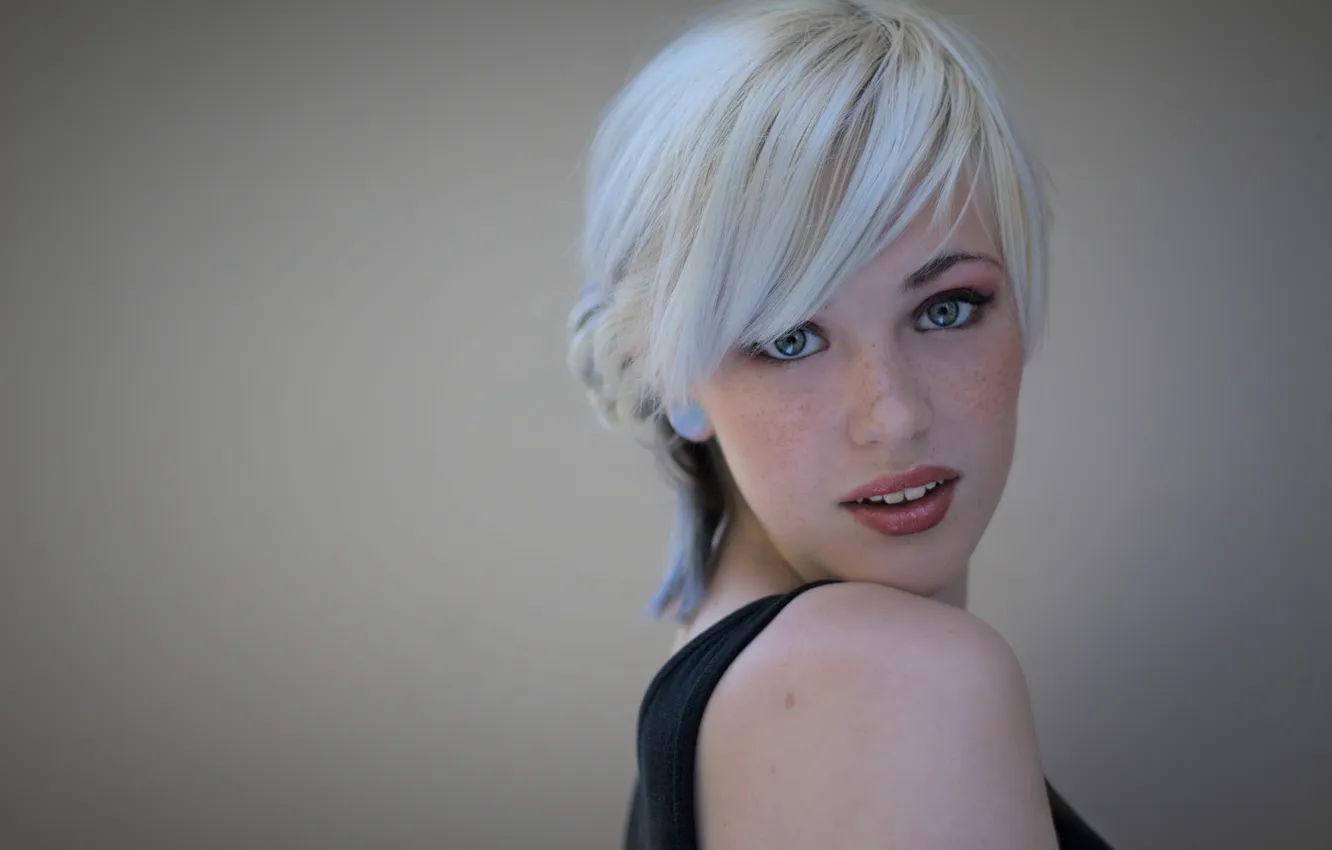 Photo wallpaper look, blonde, beauty, freckles, Devon Jade