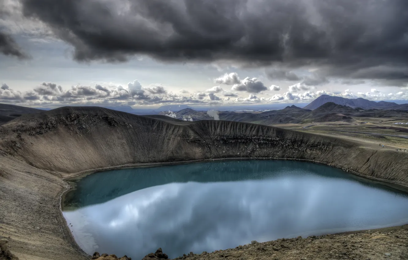 Photo wallpaper lake, crater, VITI CRATER