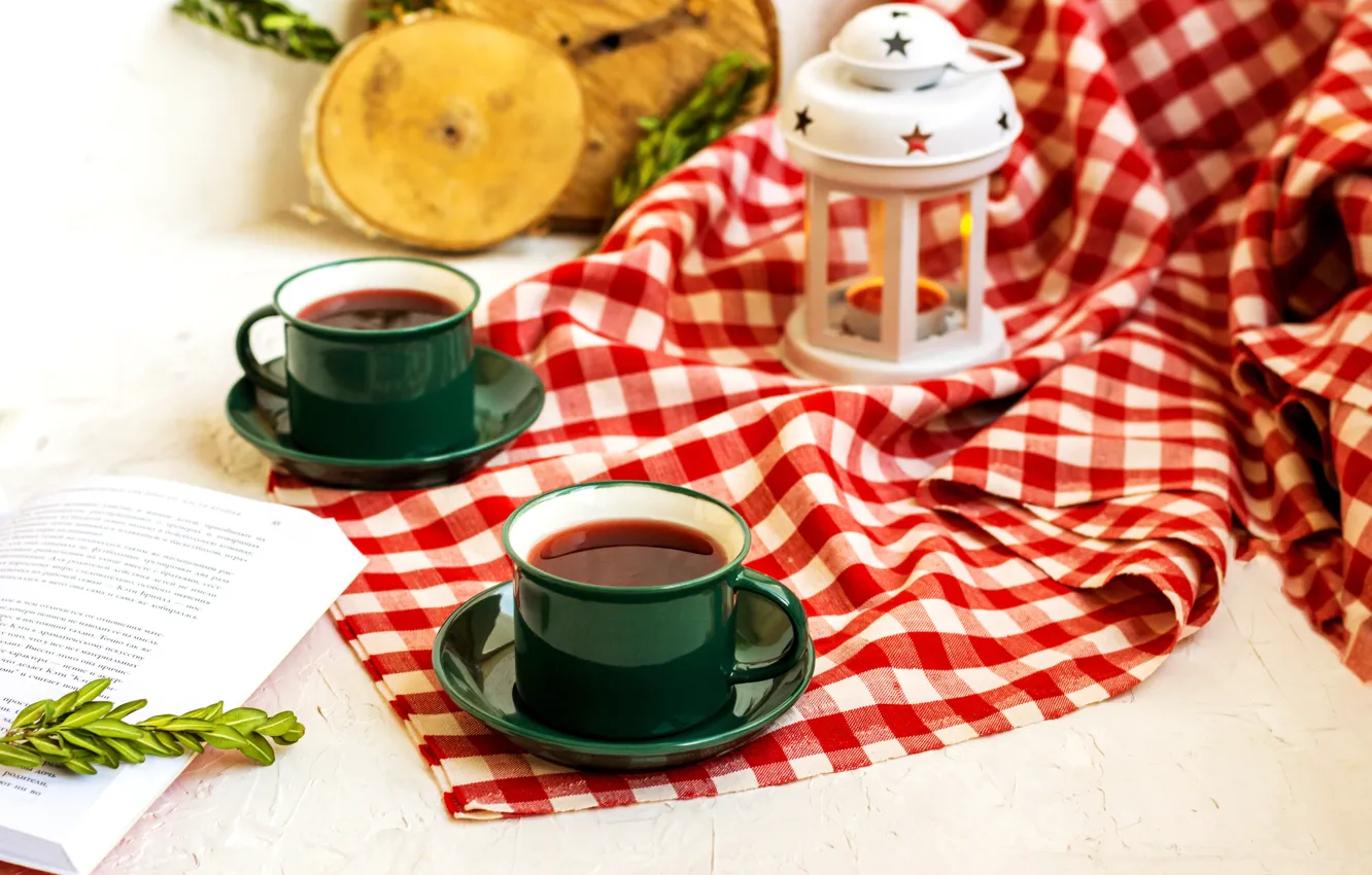 Photo wallpaper tea, coffee, Cup, tablecloth