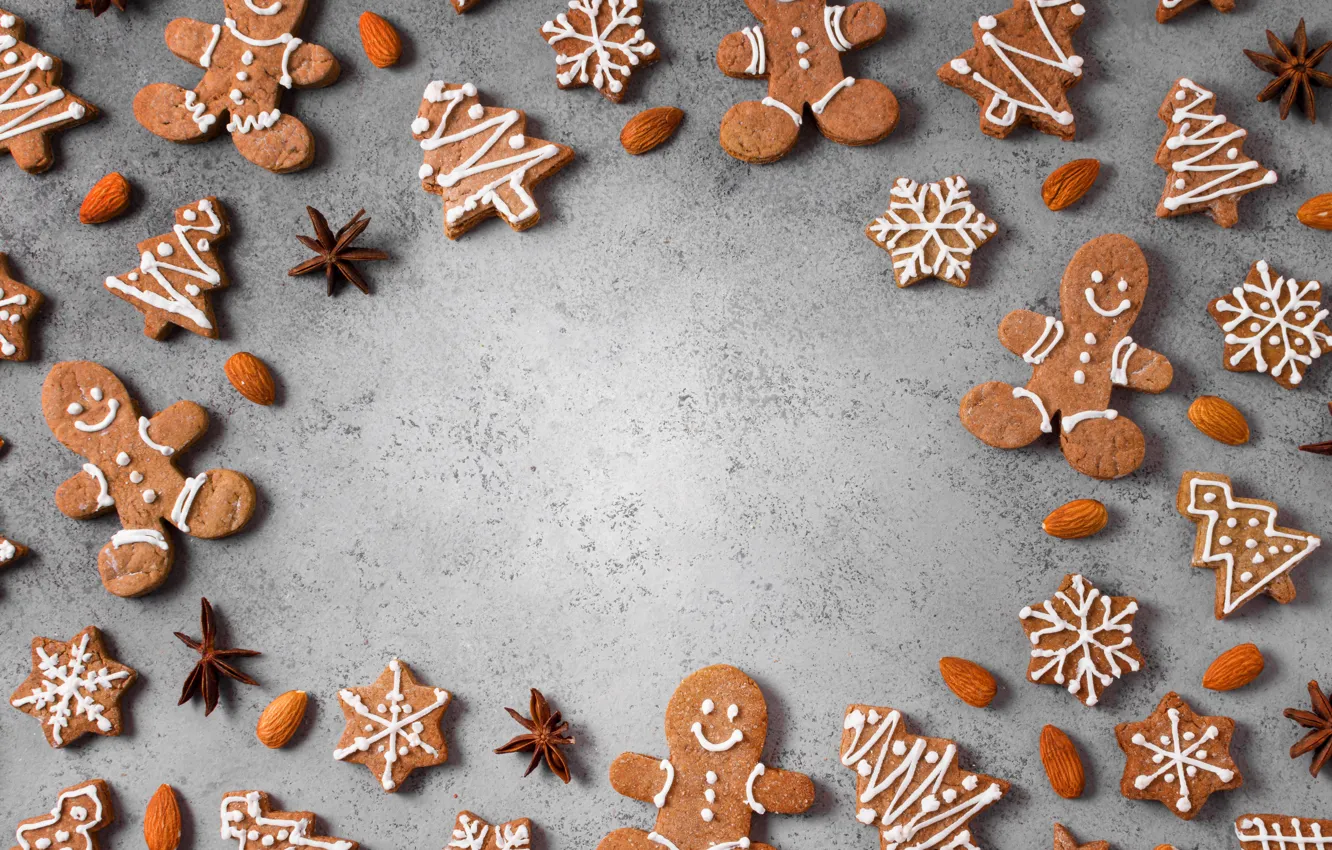 Photo wallpaper cookies, Christmas, New year, christmas, new year, cookies, decoration, gingerbread