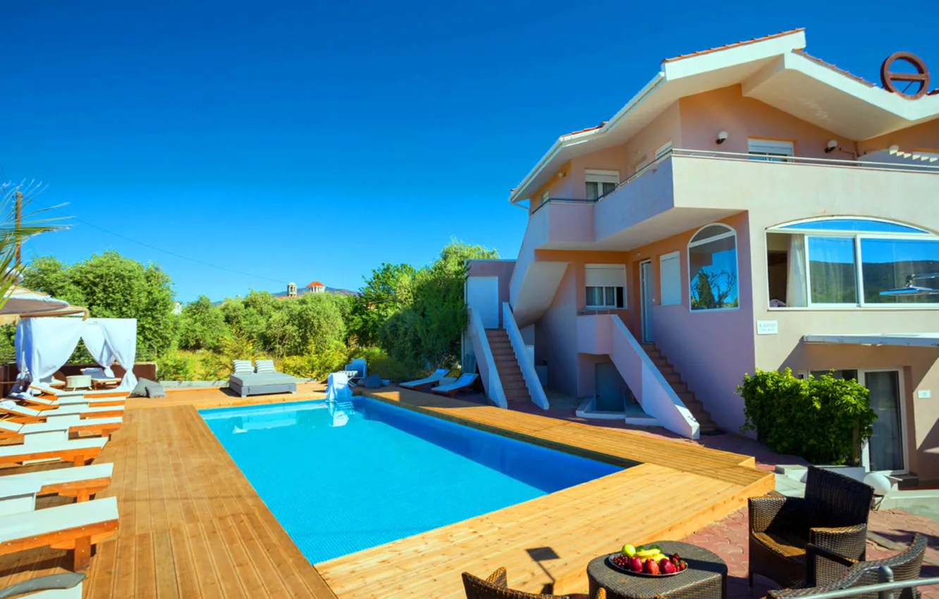 Photo wallpaper Villa, pool, architecture, terrace, Cover