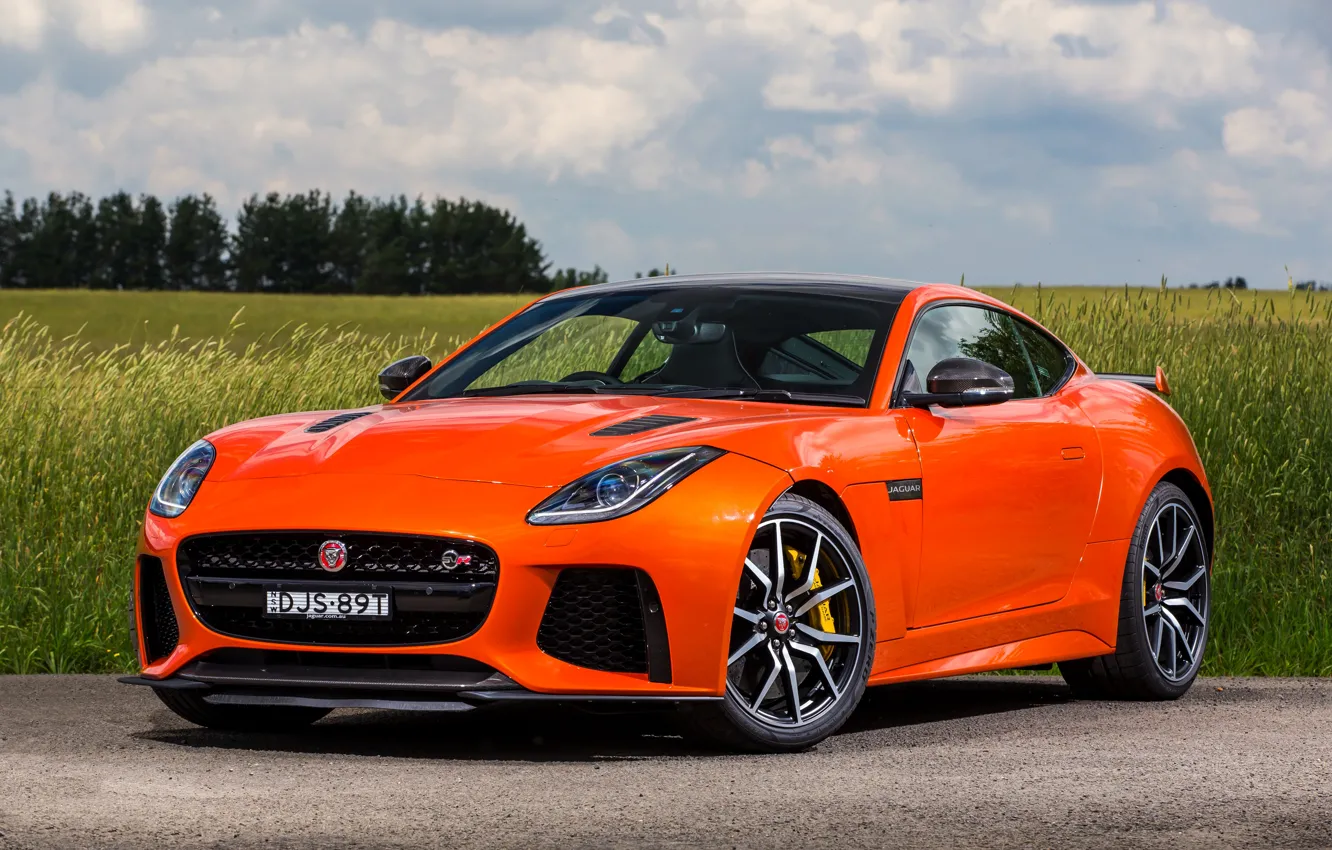 Photo wallpaper road, field, Jaguar, Jaguar, car, F-Type, SVR