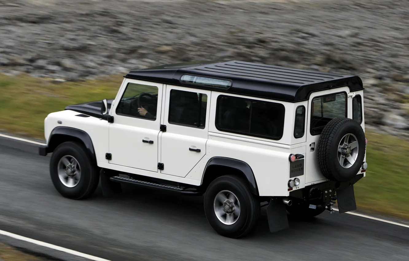 Photo wallpaper Land Rover, 2009, Defender, Limited Edition, on the road