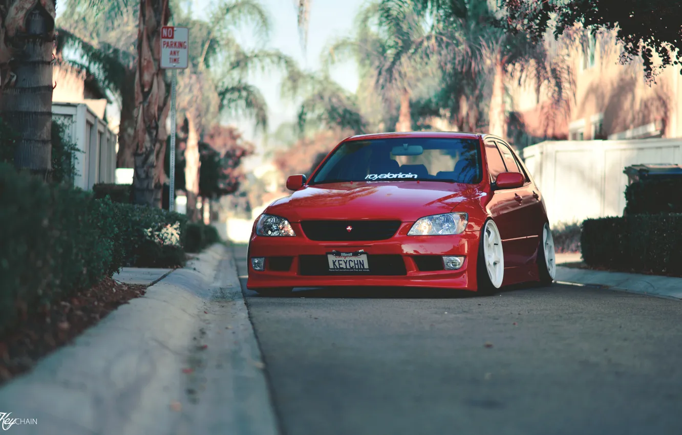 Photo wallpaper Lexus, red, tuning, stance, IS300, keychain