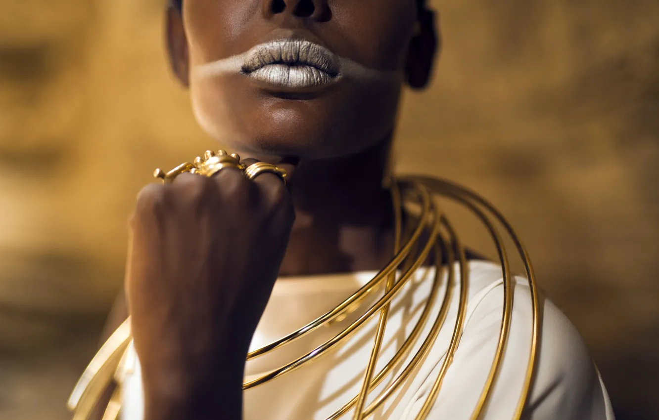 Photo wallpaper model, makeup, ring, fashion, black