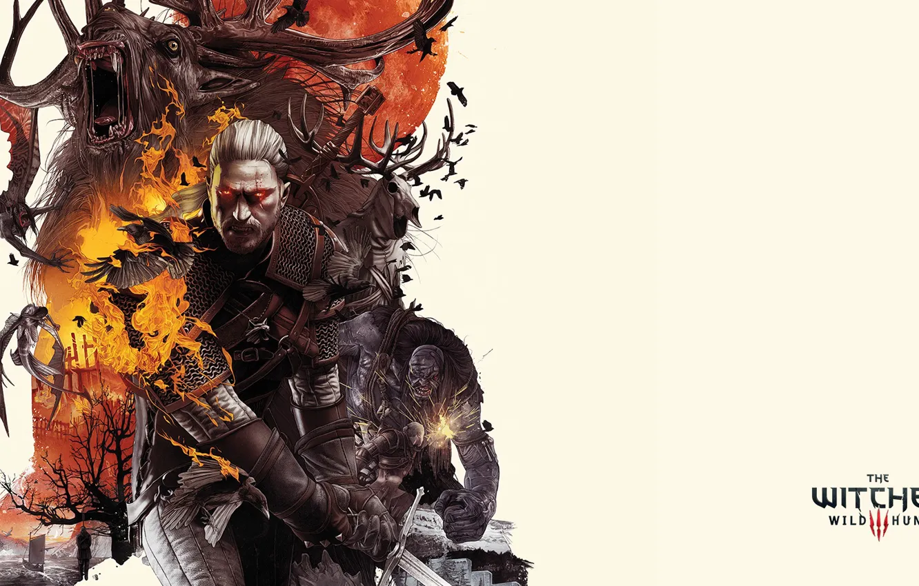 Photo wallpaper Geralt, the devil, White wolf, The Witcher 3 Wild Hunt, The Witcher 3 Wild Hunt, …