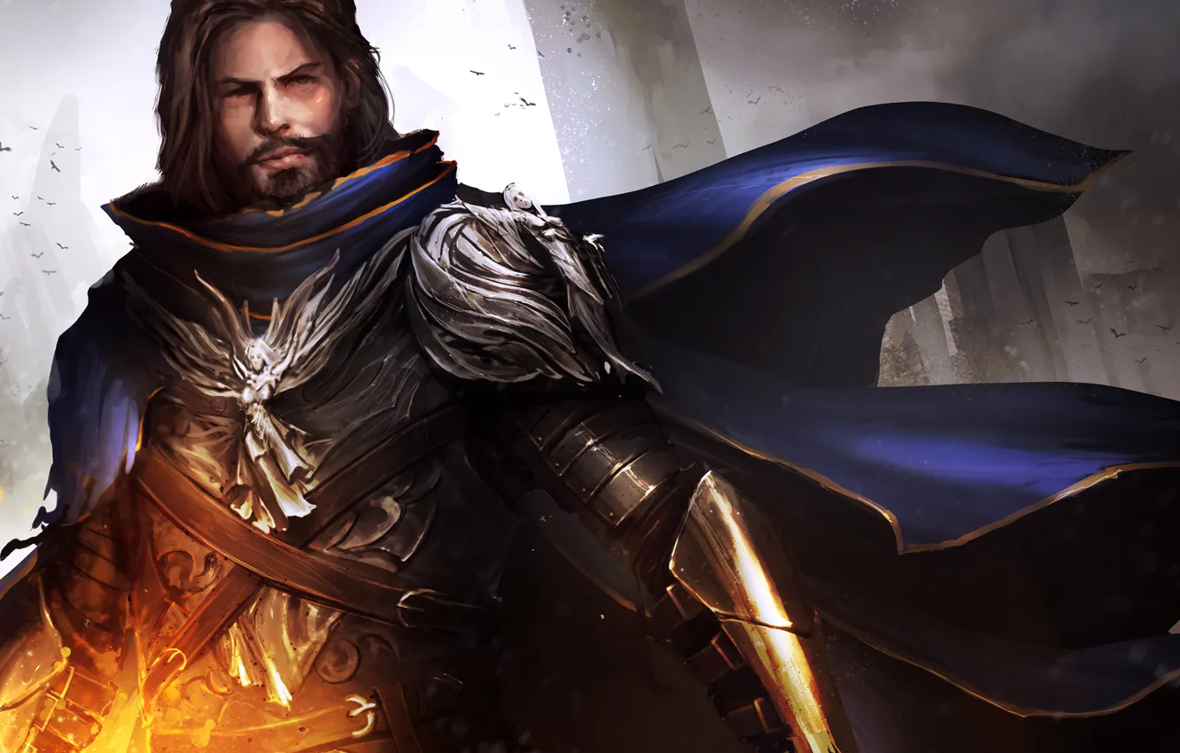 Photo wallpaper magic, armor, art, male, cloak