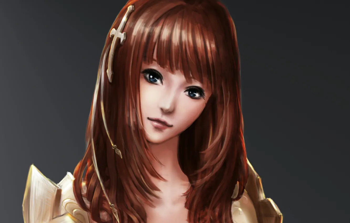 Photo wallpaper look, face, armor, girl