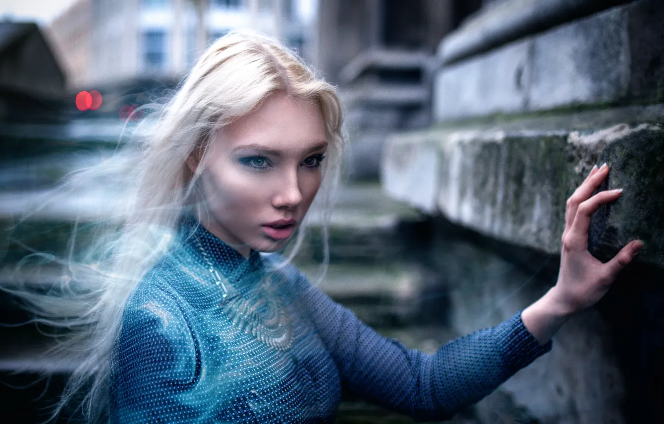 Photo wallpaper look, the wind, hair, sponge