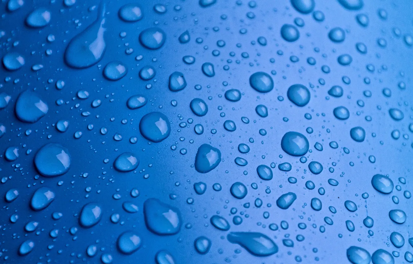 Photo wallpaper metal, texture, blue, water, drops