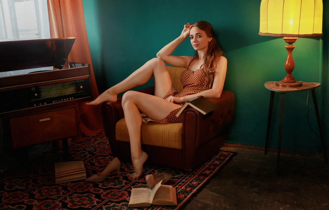 Photo wallpaper barefoot, dress, legs, long hair, Alexey Yuriev, Alexey Yuryev, Yuryev Alexey