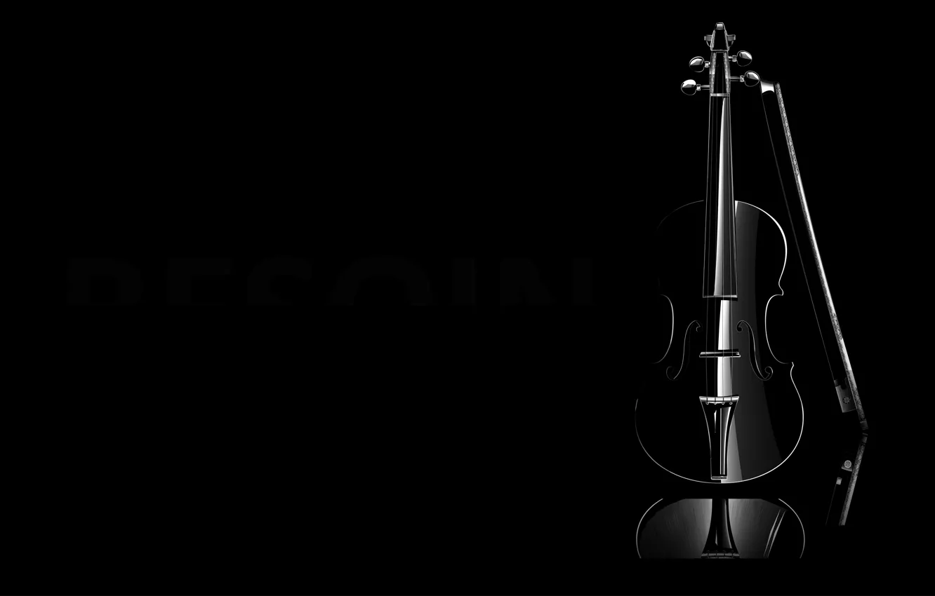 Photo wallpaper music, violin, b/W, black background, classic, violin, the links