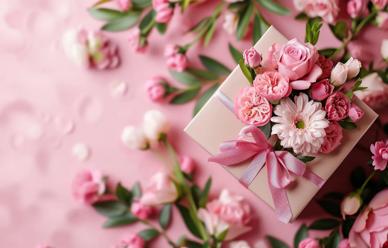 Photo wallpaper flowers, universal holiday background, holiday, bouquet, AI art, March 8, spring, neural network