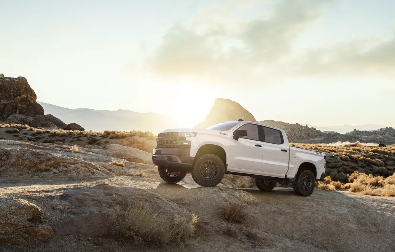 Photo wallpaper White, Truck, Silverado, Z71, Pick Up, Chevroet, 2019