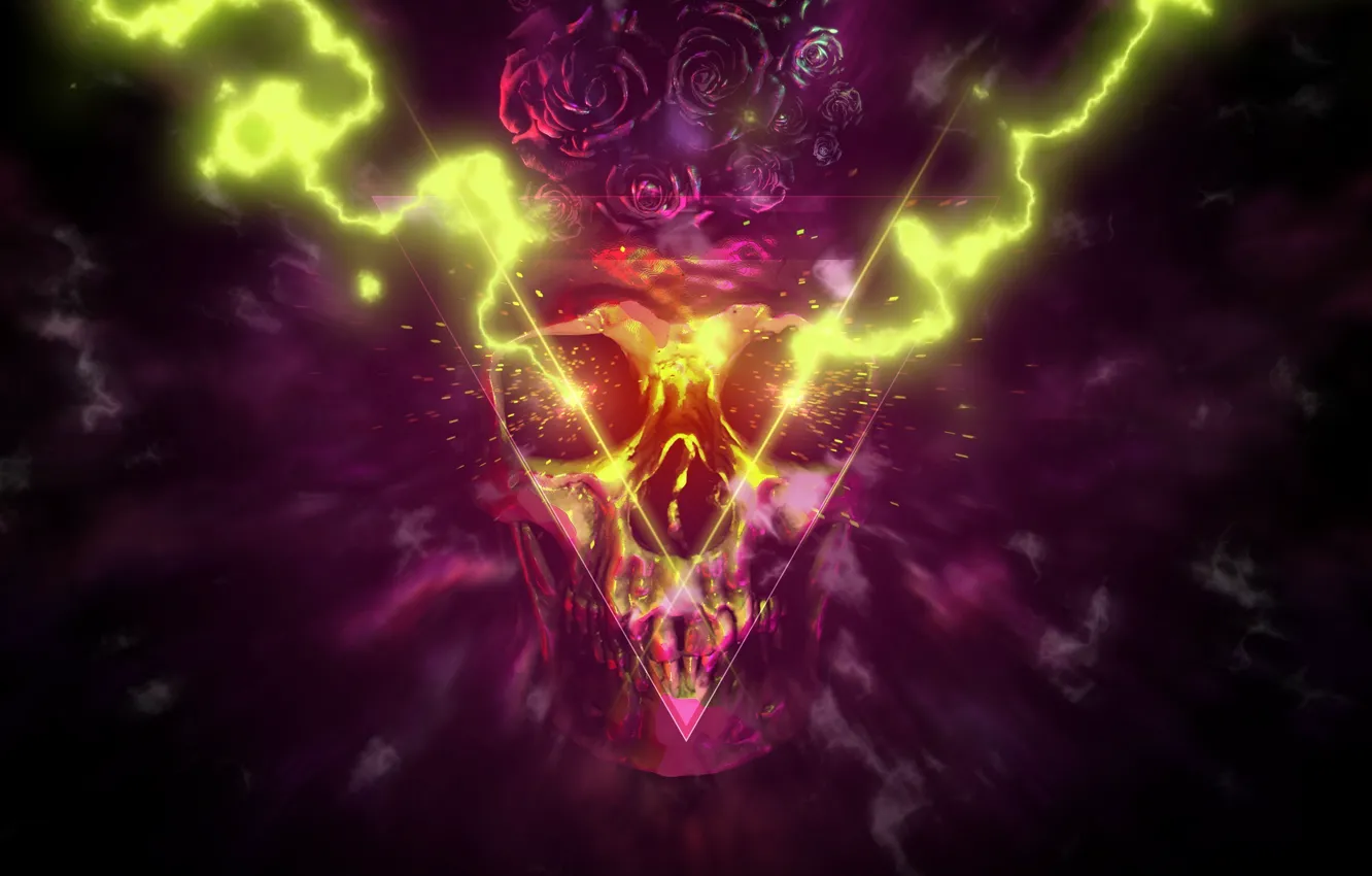 Photo wallpaper skull, rage, Abstraction