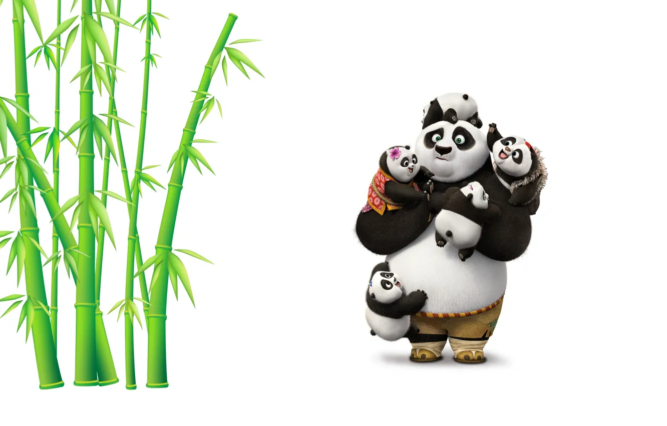 Photo wallpaper mood, bamboo, art, Panda, children's, Kung Fu Panda 3, Baby Pandas