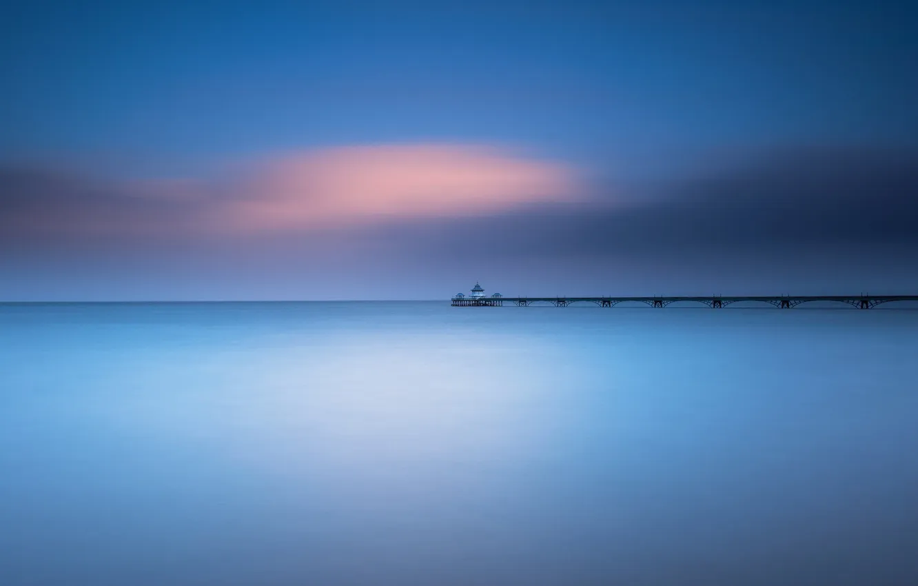 Photo wallpaper coast, Clevedon, long exposure, Clevedon Pier
