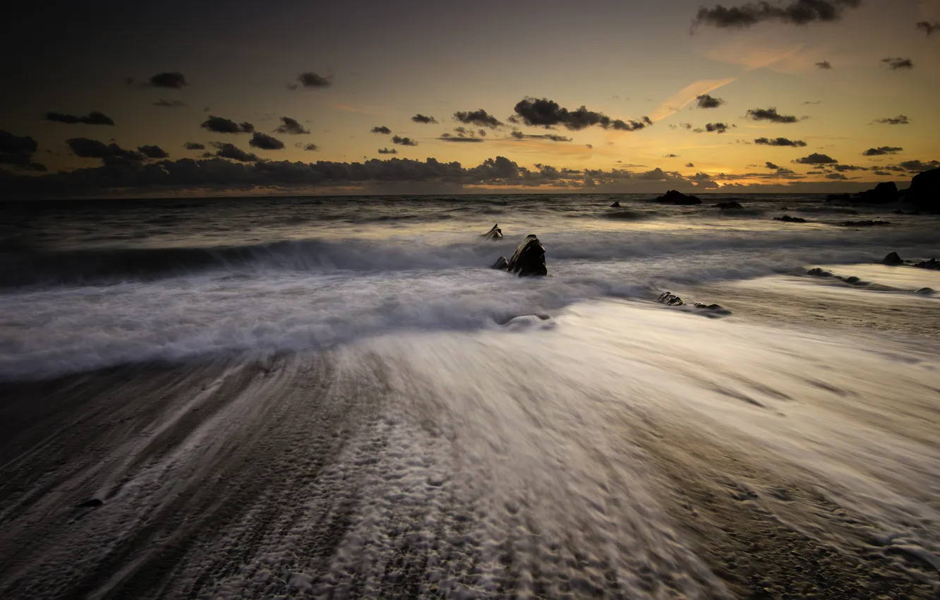 Photo wallpaper sea, night, shore