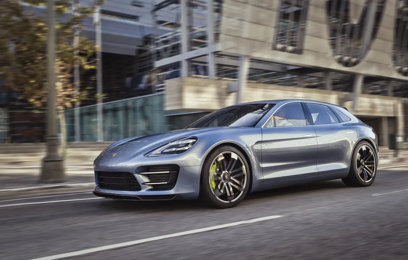 Photo wallpaper road, Concept, the city, building, speed, Porsche, blur, Panamera
