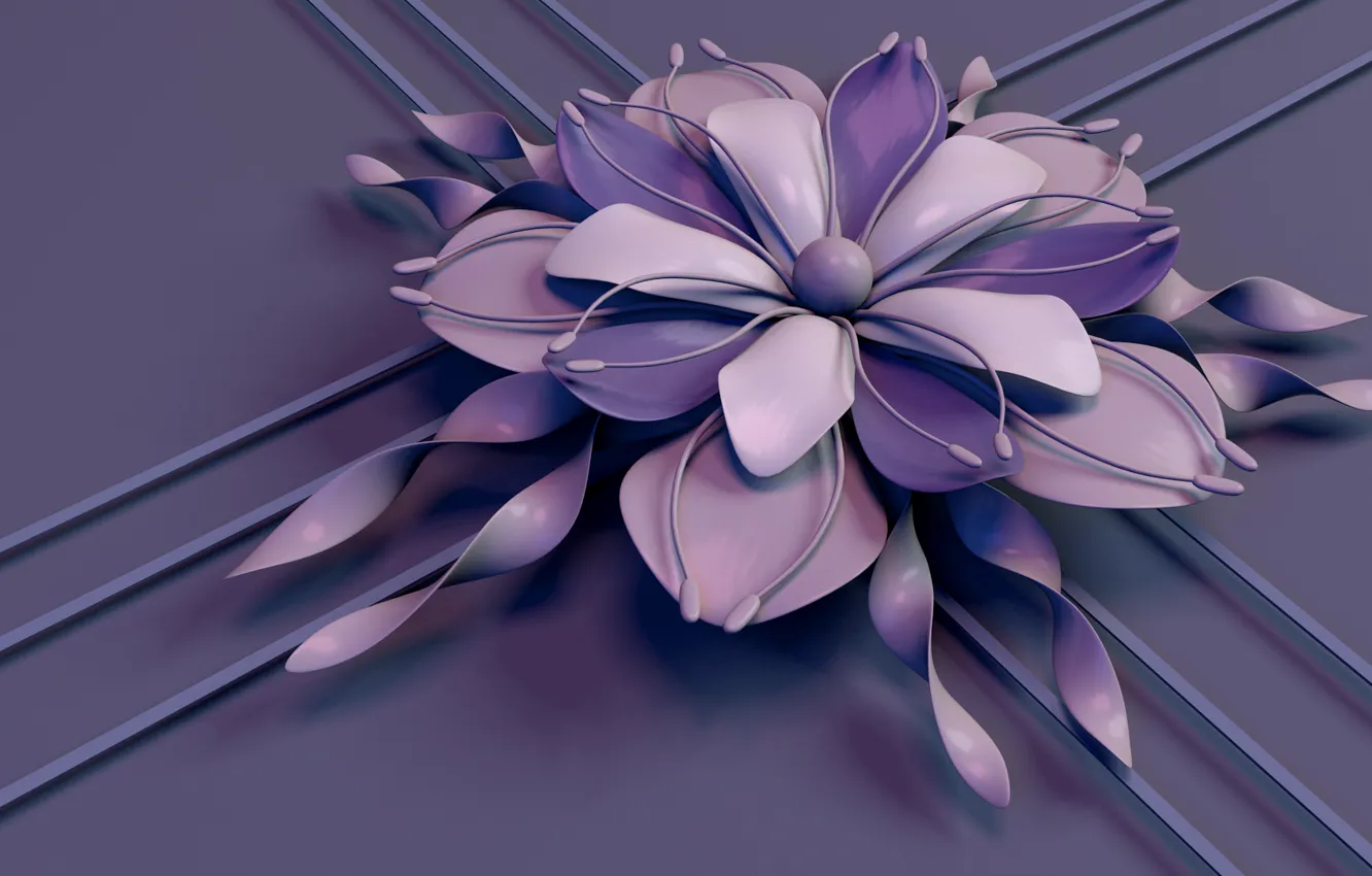 Photo wallpaper flower, line, strip, lilac, petals, stamens