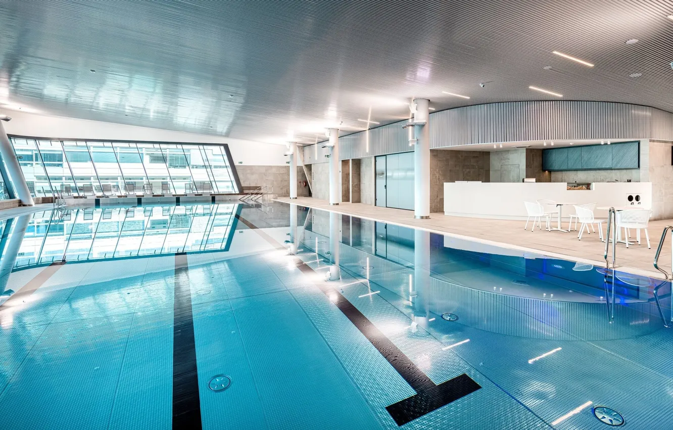 Photo wallpaper design, style, interior, pool, Prague, Brumlovka, Brumlovka office complex, by Passerinvest
