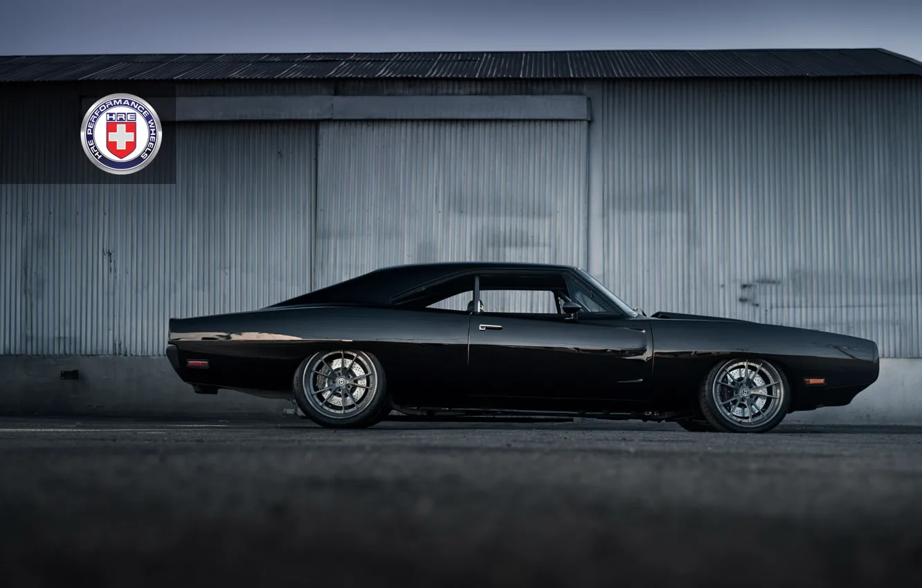 Photo wallpaper 1971, Dodge, Black, Charger, with, HRE, Brushed, Tantrum
