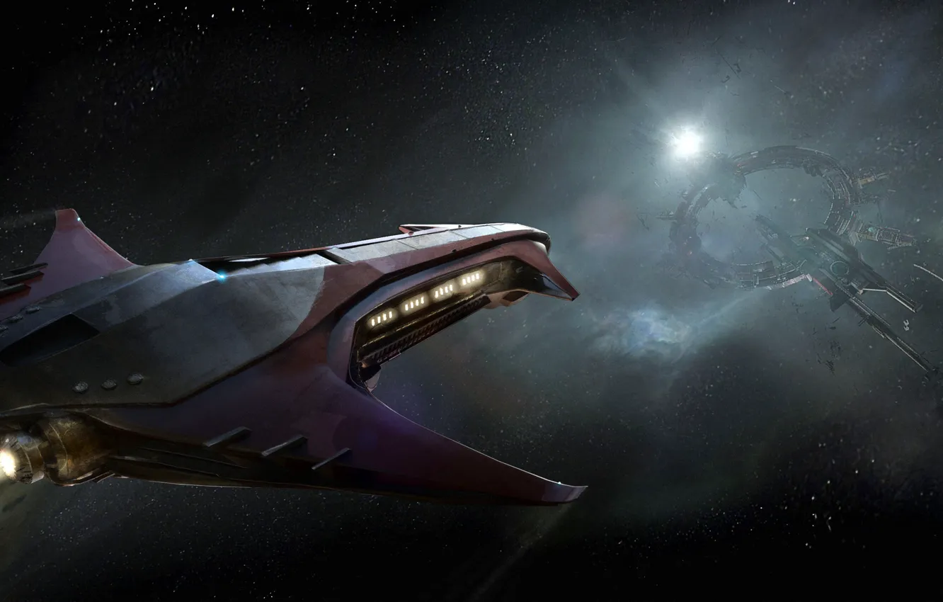 Photo wallpaper space, stars, flight, spaceship