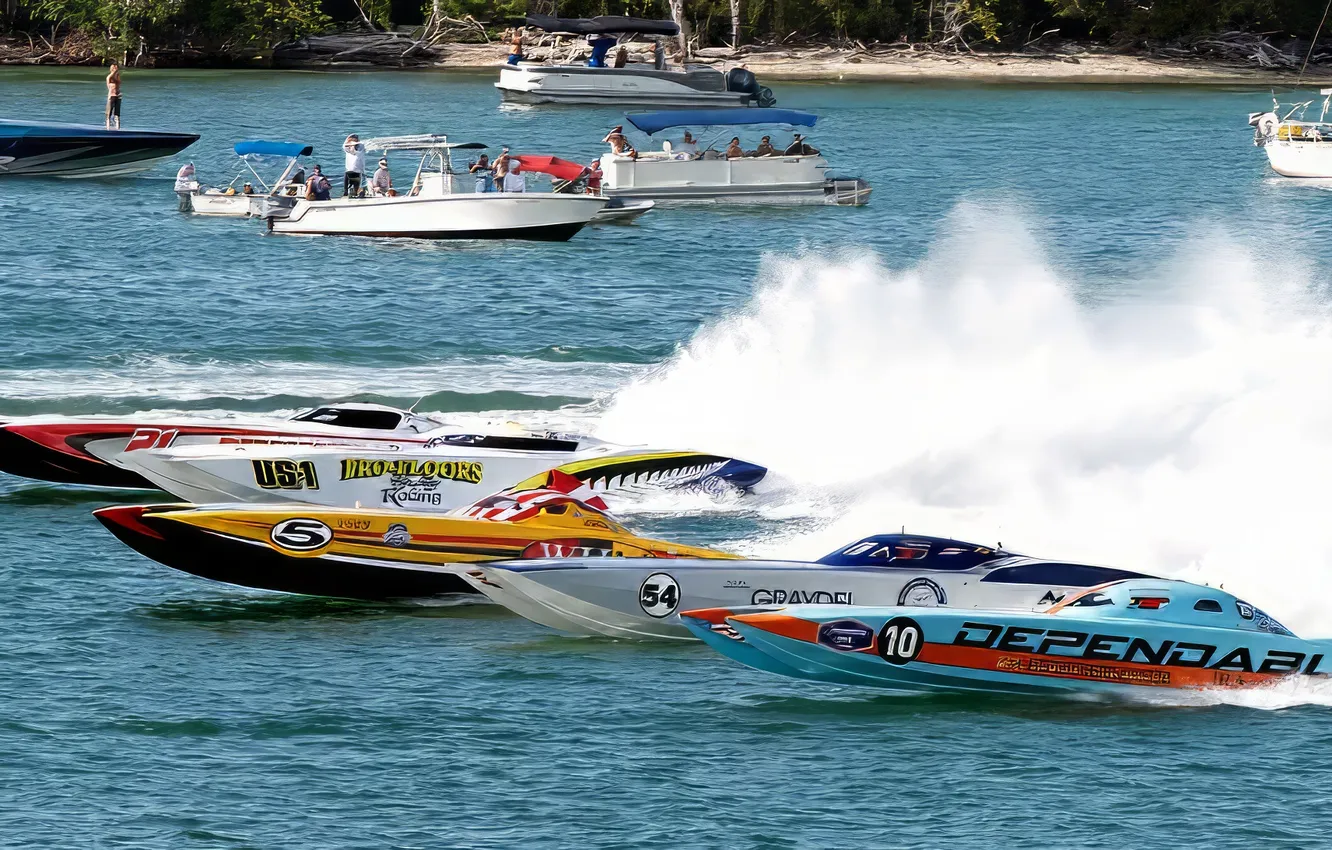 Photo wallpaper race, boat, speed