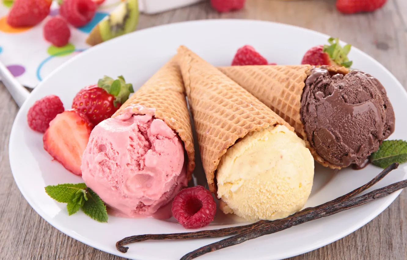 Photo wallpaper ice cream, horn, dessert, dessert, ice cream, cone