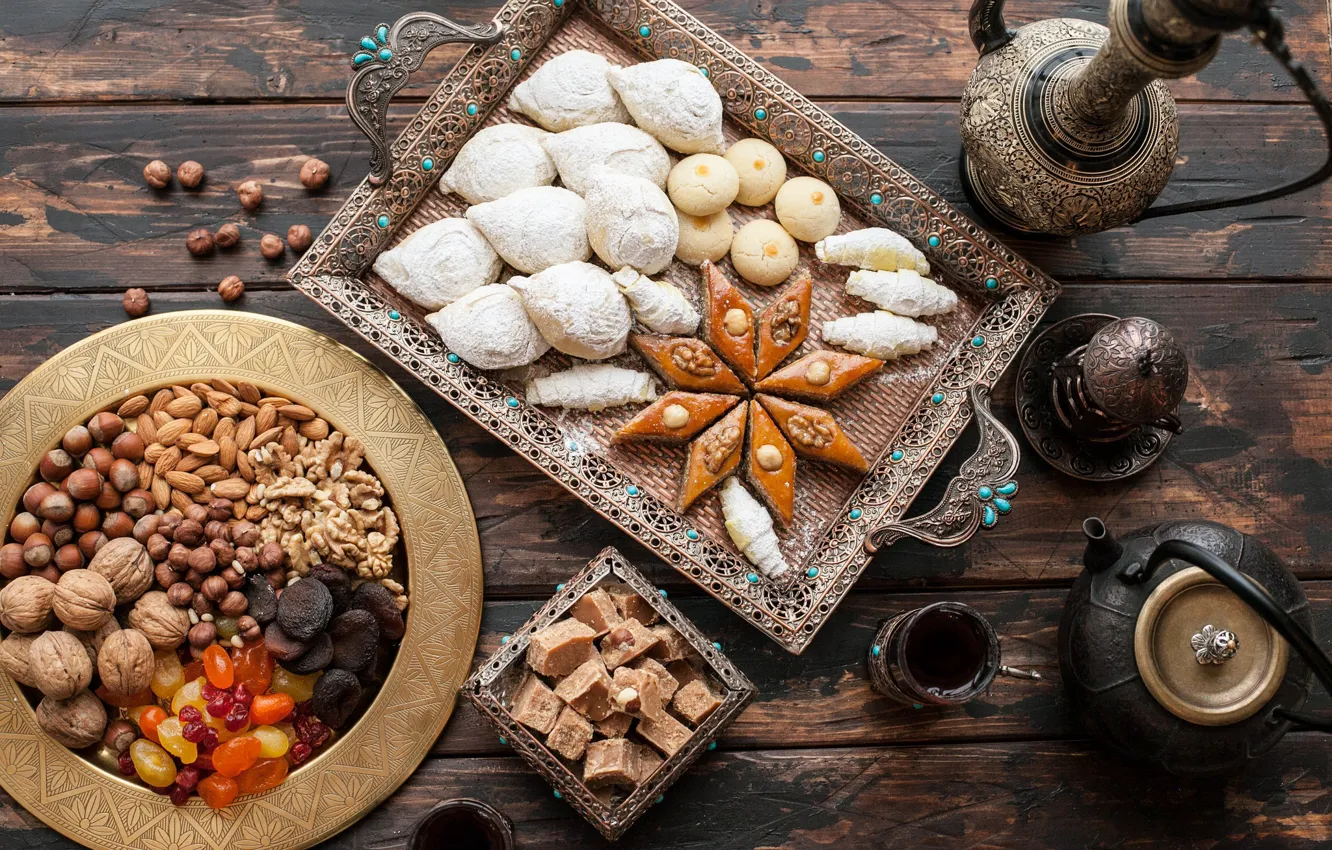 Photo wallpaper sweets, cakes, nuts