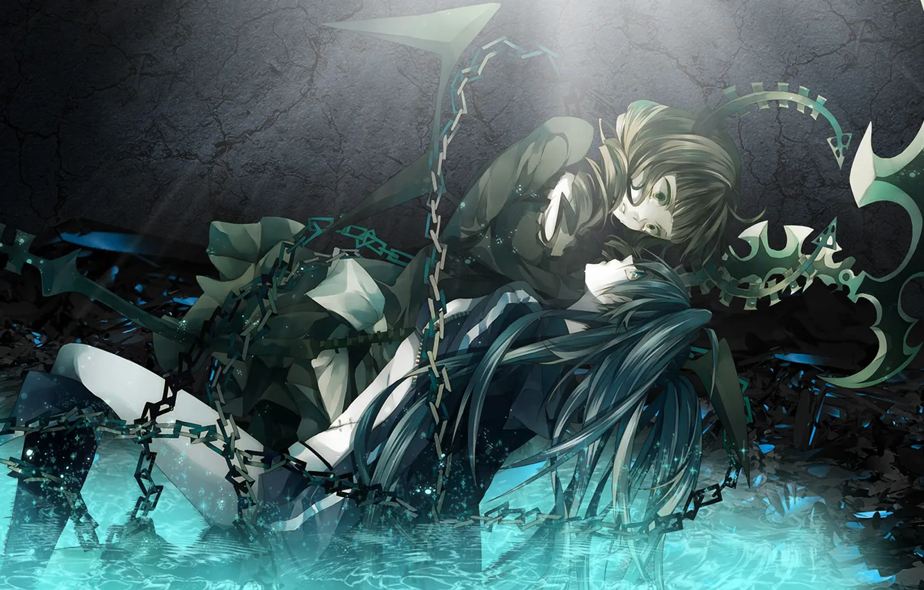 Photo wallpaper girl, chain, black rock shooter, insane black rock shooter