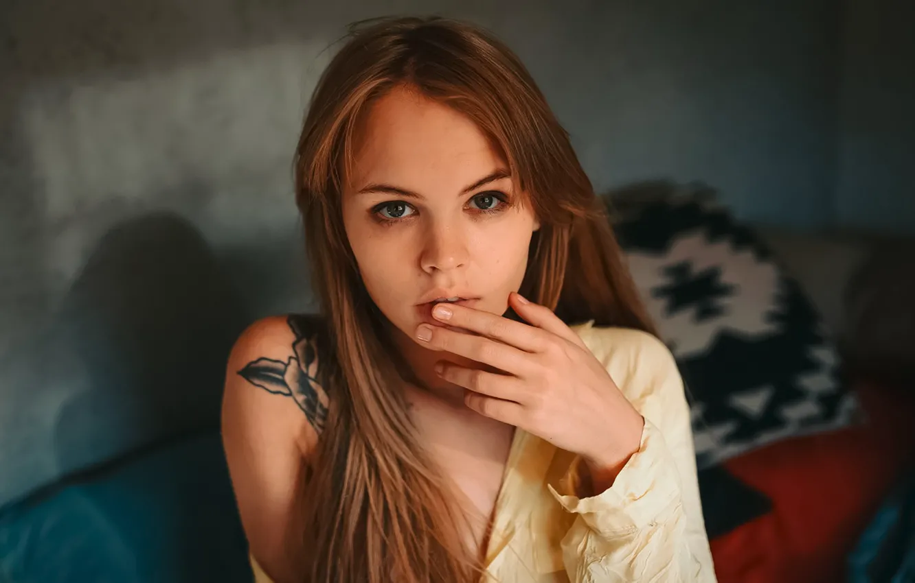 Photo wallpaper look, girl, room, model, tattoo, beautiful, Anastasia Shcheglova